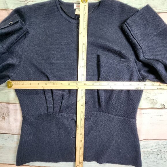Rodier Vintage Womens Navy Wool Blend Cardigan Sweater Size Small - Picture 8 of 11